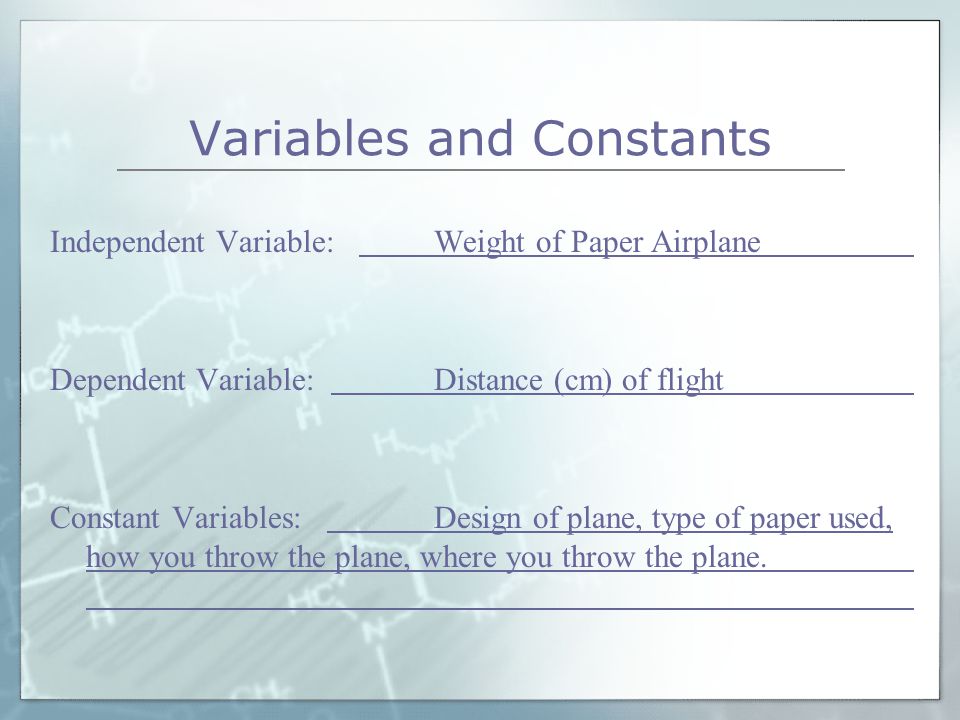 Hypothesis paper airplane experiment procedure